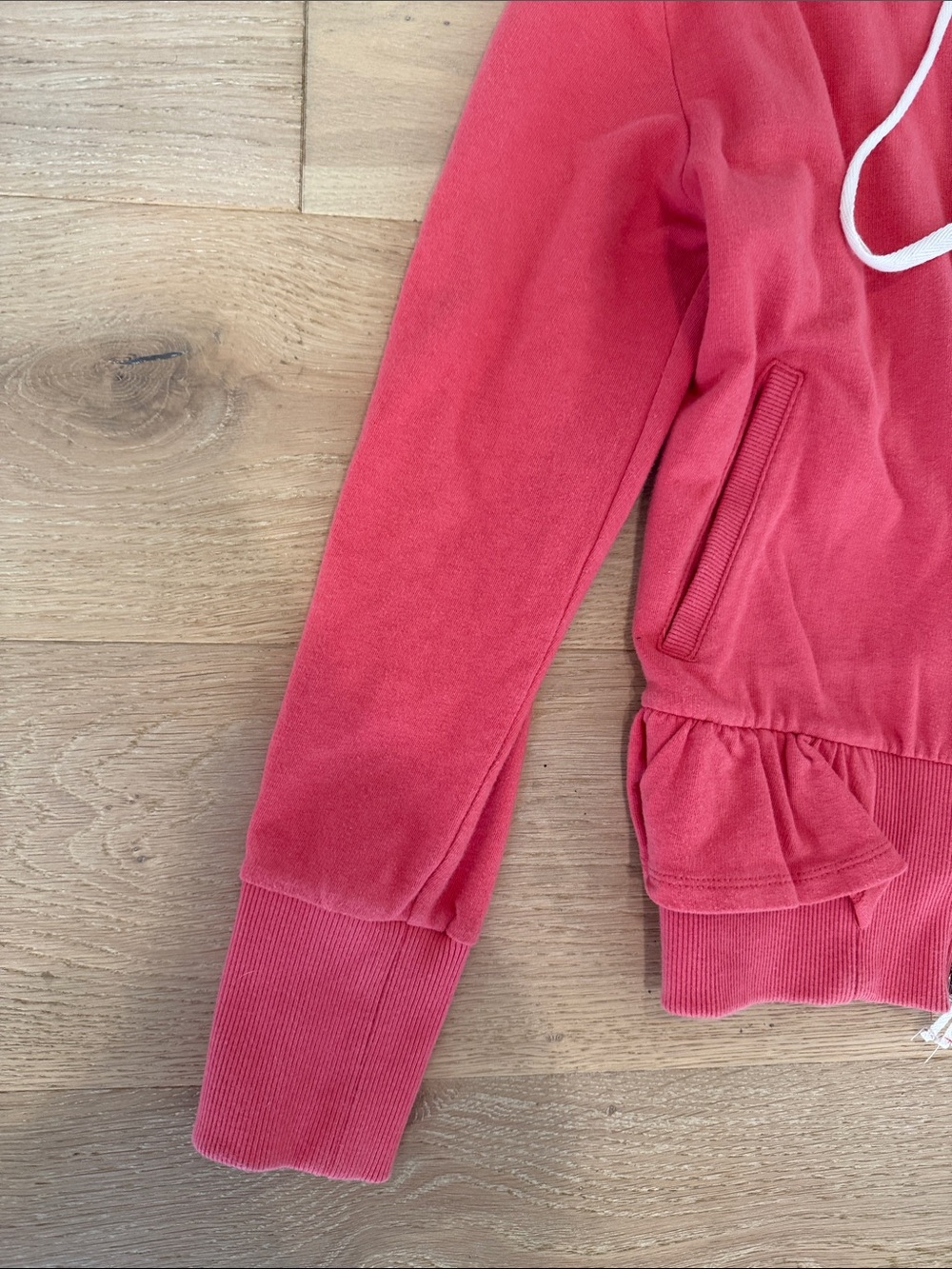 Anthropologie Coral Women’s Hooded Zip Jacket with Ruffle Hem size s - Picture 4 of 14